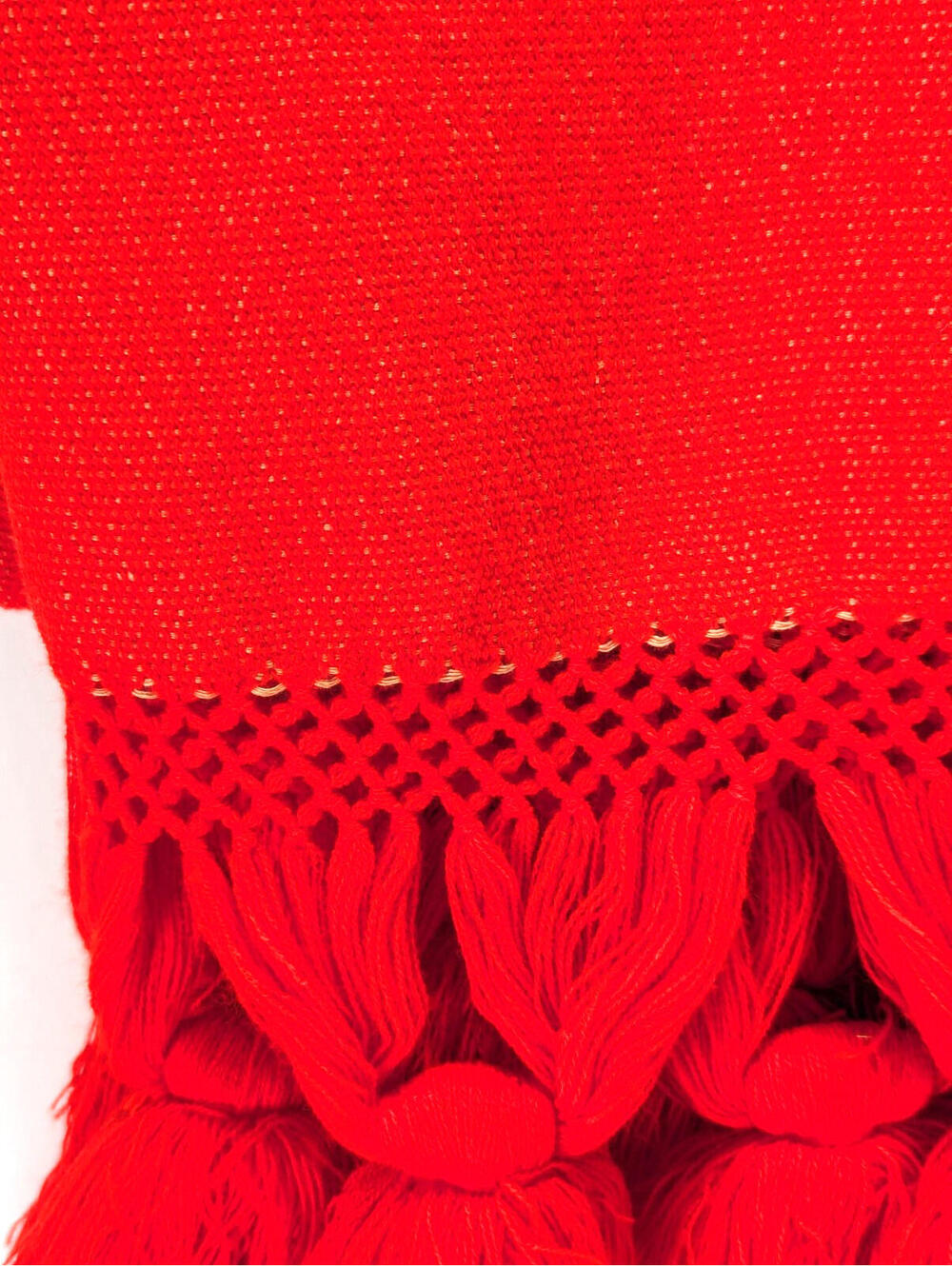 Red Pashmina Wrap With Tassles Shawl for Women Wool Cotton Blend 80" x 26" - Picture 6 of 9